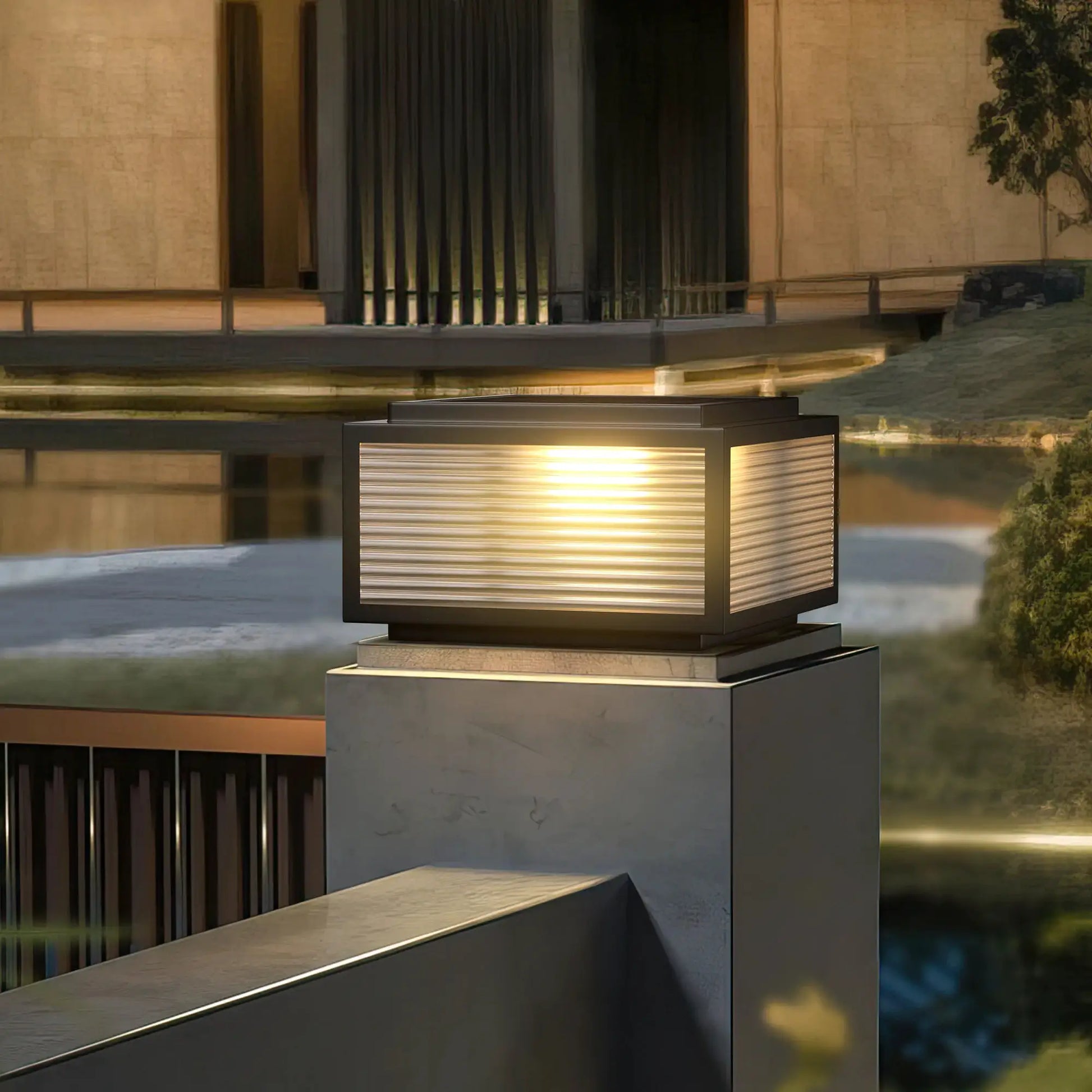 Solar Pillar Lights Outdoor, 30cm Metal&Glass Solar Post Cap Lights, Outdoor Post Lights Solar Powered Ip67 Waterproof from PriceLows™