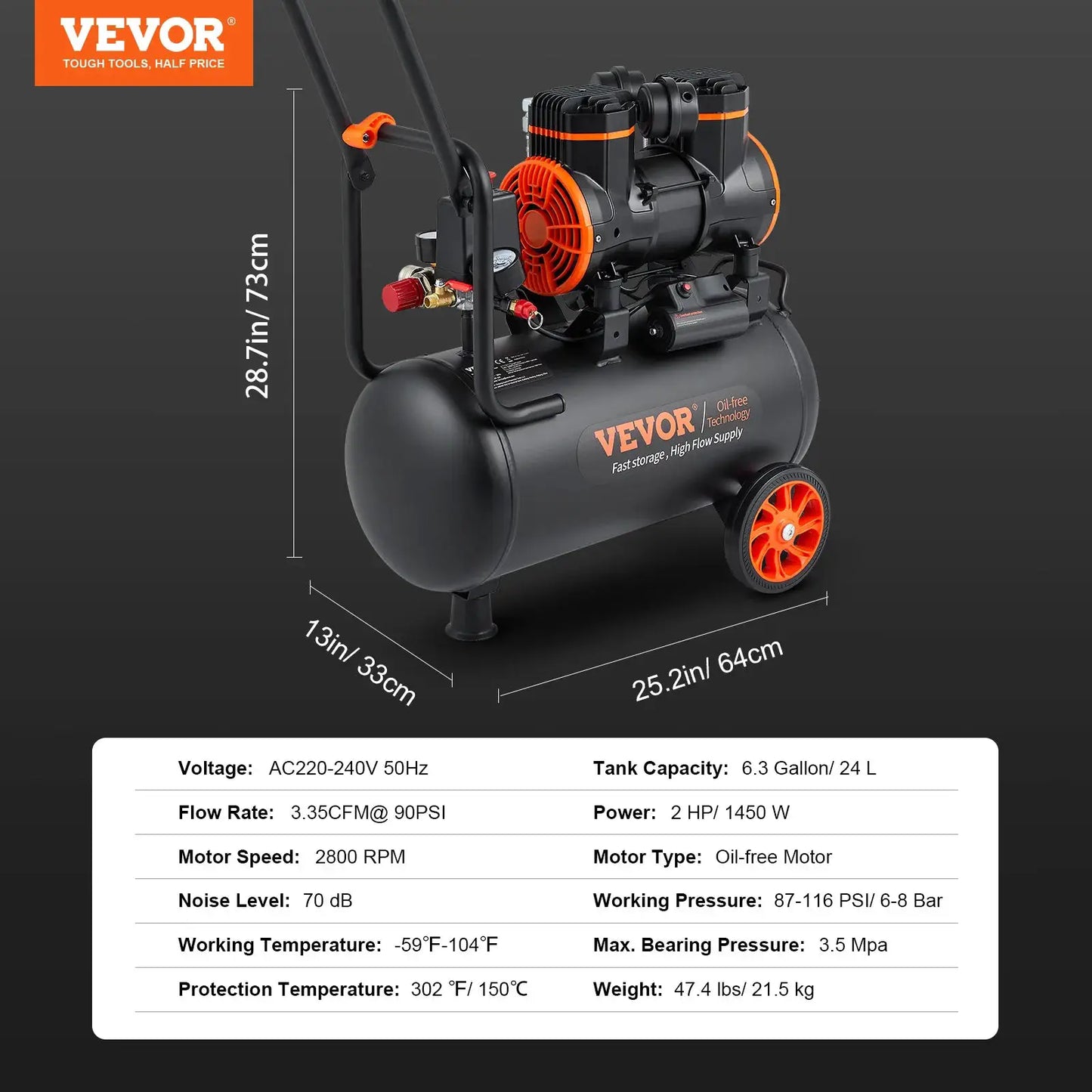 SucceBuy Silent Air Compressor 900W 1450W 1800W Quiet Oil-free Portable Air Pump for Repair Tire Inflation Whisper Compressor from PriceLows™
