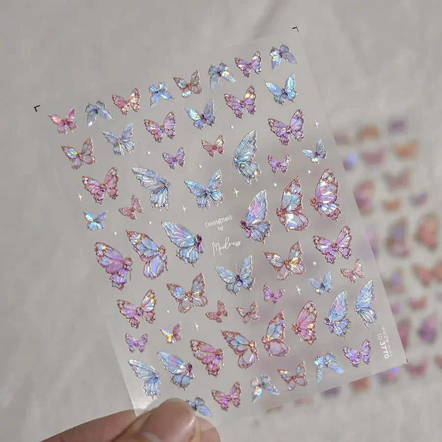 1Pcs 5D Embossed Aurora Butterfly Nail Art Stickers Self Adhesive Decals For Nails Decoration DIY 3D Acrylic Nail Supplies Parts from PriceLows™