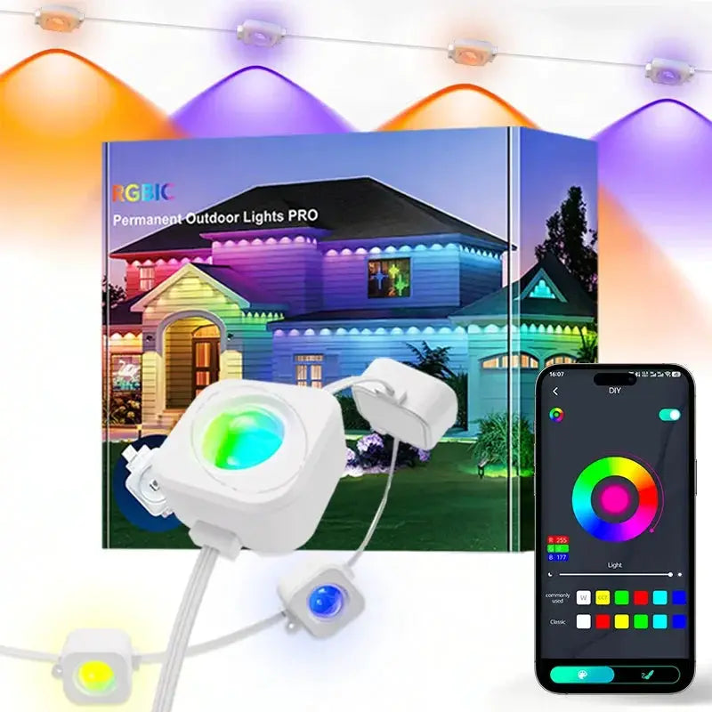 Permanent Outdoor Lights RGB Eaves Lights with Remote APP Control Outdoor Waterproof String Lights for Daily Holiday Roof Decor from PriceLows™