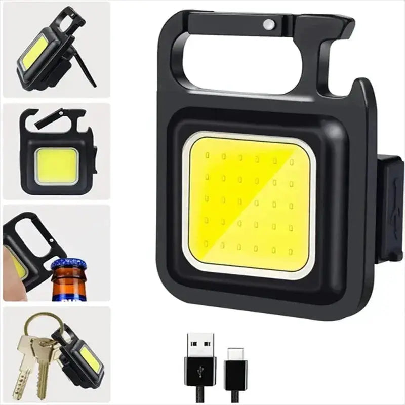 Portable Keychain Light Mini Multifunctional Camping Flashlight USB Rechargeable Work LED Bright COB Pocket Clip Lantern 1-10Pcs from PriceLows™