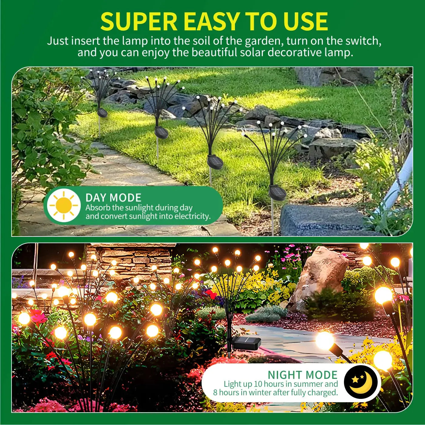 8-Head Solar Firefly Lights LED Solar Outdoor Decorative Garden Lights Waterproof High Flexibility Yard Patio Pathway Holiday from PriceLows™