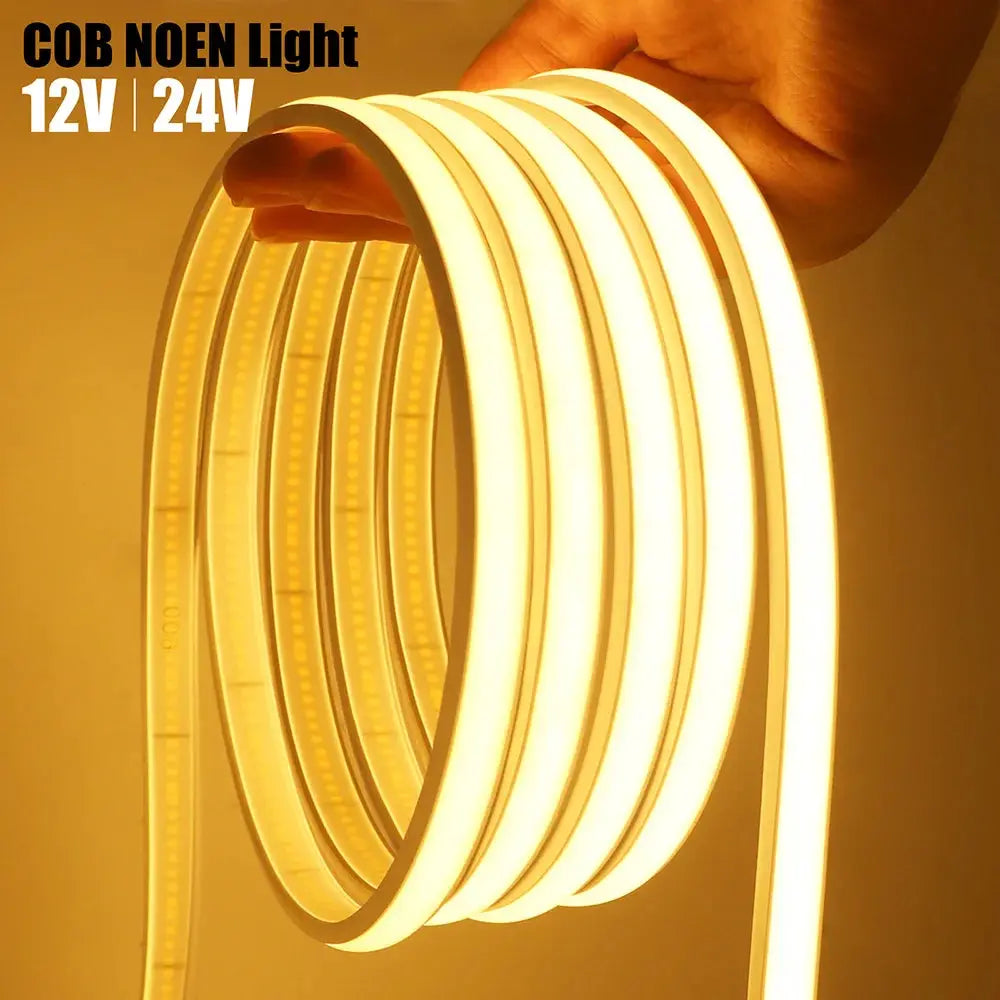 COB Led Neon Rope Light Strip 12V 24V 5m 10m 15m 20m 0.5m IP68 Waterproof Flexible Lamp 320LED High Density Liner Lighting RA90 from PriceLows™