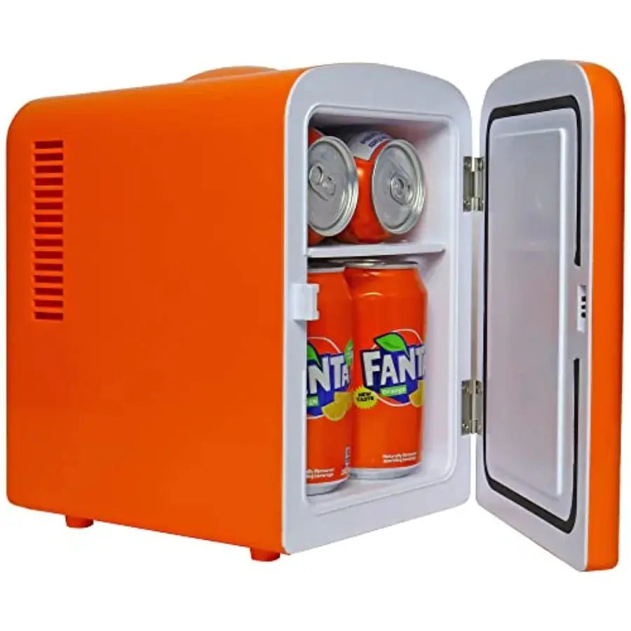 Fanta Mini Fridge - 6 Can Refrigerator for Bedroom Office, Portable Table Top Beverage Cooler, 12V 110V Refrigerador For Drinks from PriceLows™