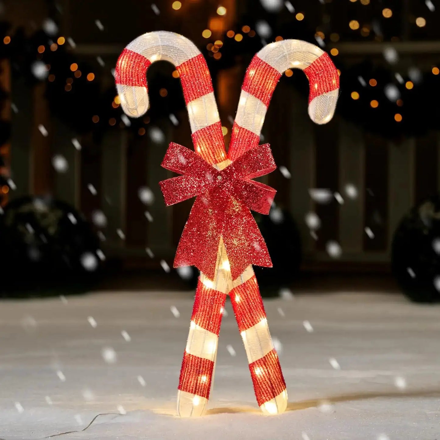 JOYFY Lighted Candy Cane Christmas Decorations 50 Pre-Lit LED Warm White Candy Canes Lights for Christmas Yard Decor Ornaments from PriceLows™