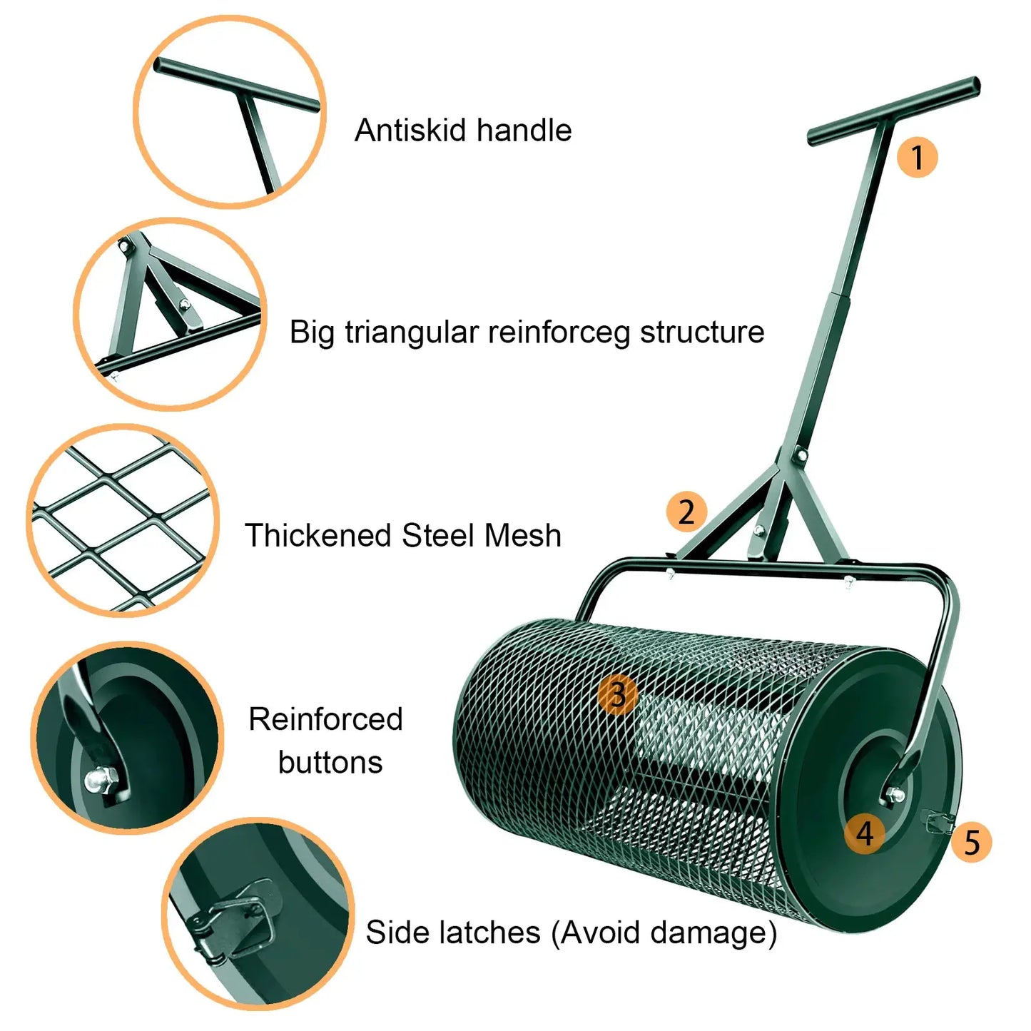 T Shape Handle Compost , Peat Moss , Metal Mesh Manure Spreader For Lawns, Garden Planting Seeding，Grape crushing tool from PriceLows™