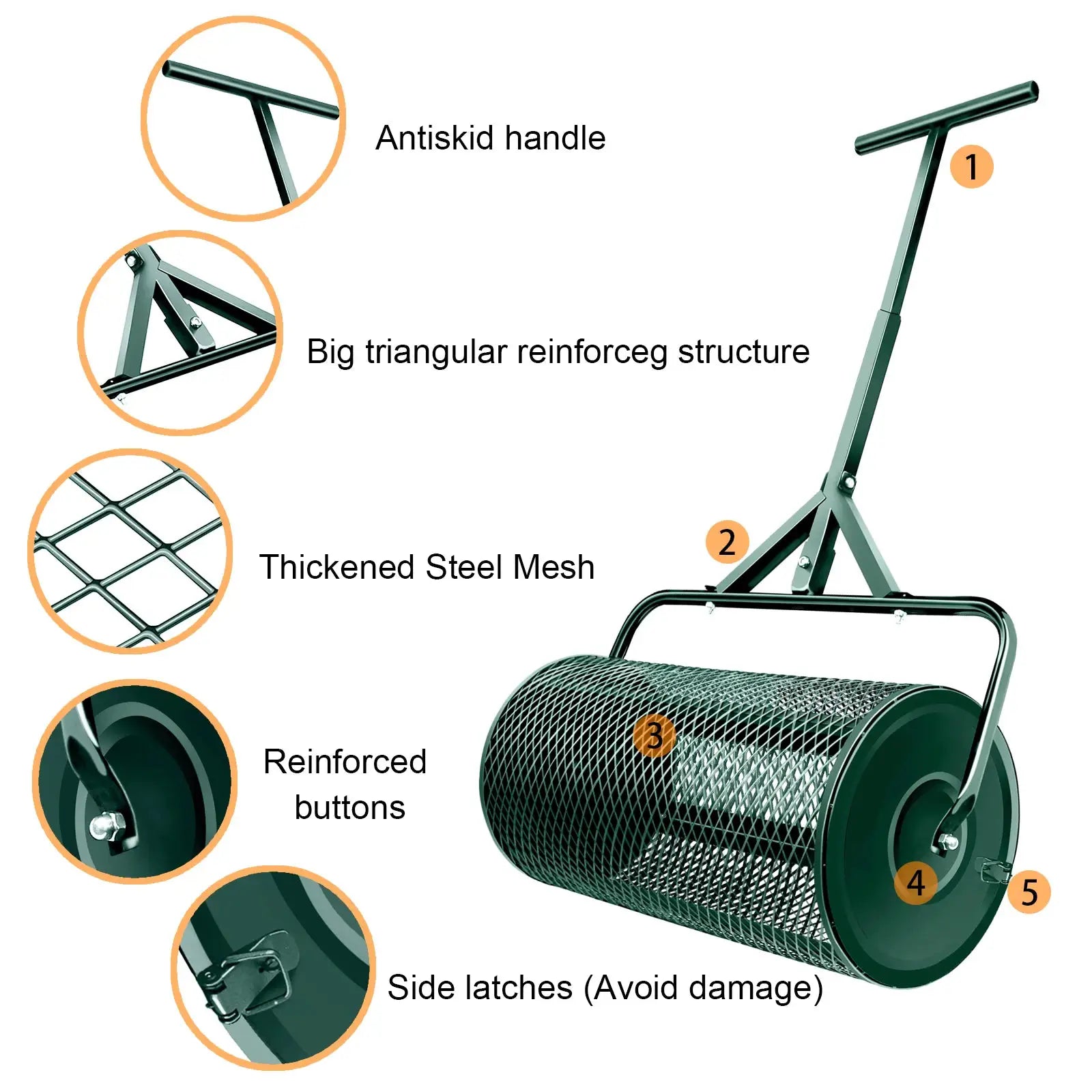 T Shape Handle Compost , Peat Moss , Metal Mesh Manure Spreader For Lawns, Garden Planting Seeding，Grape crushing tool from PriceLows™