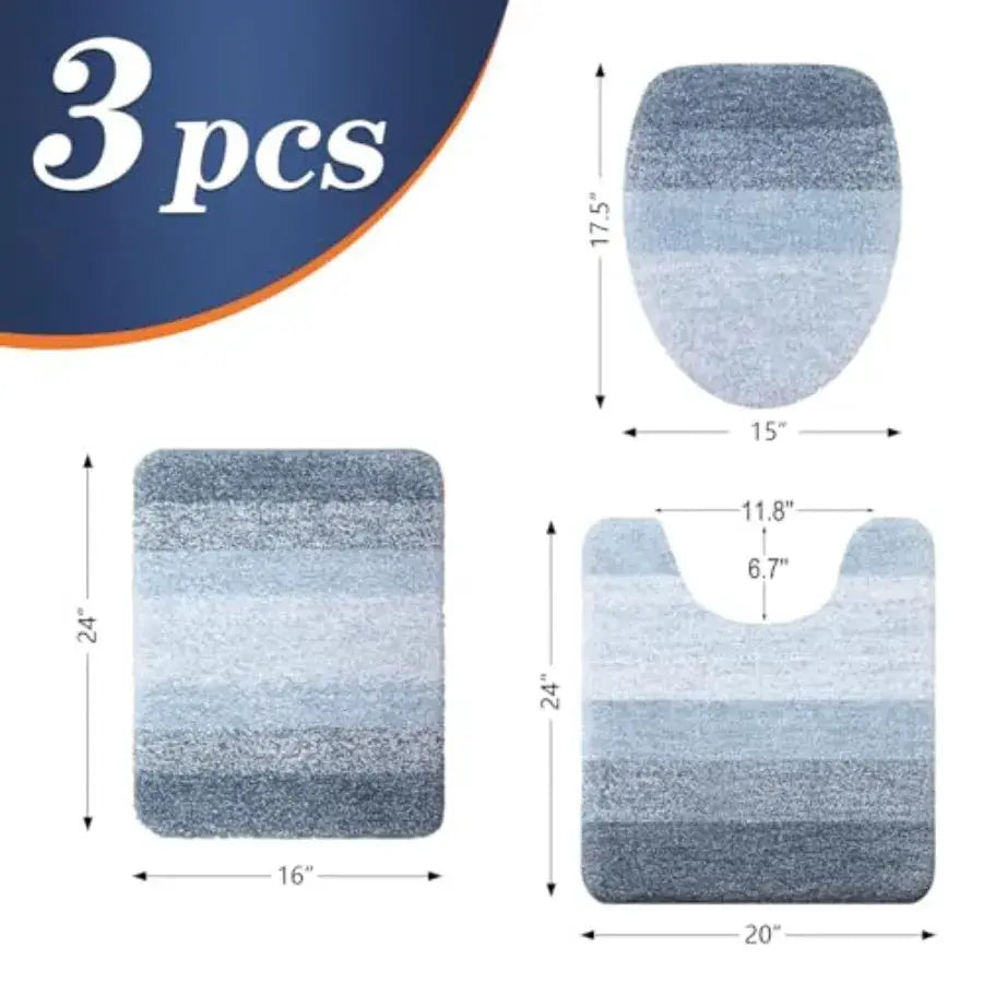 Bathroom Rugs Sets 3 Pcs Soft Microfiber Absorbent Bath Mat U-Shaped Contour Toilet Mat and Toilet Lid Cover Quick Dry Machine from PriceLows™