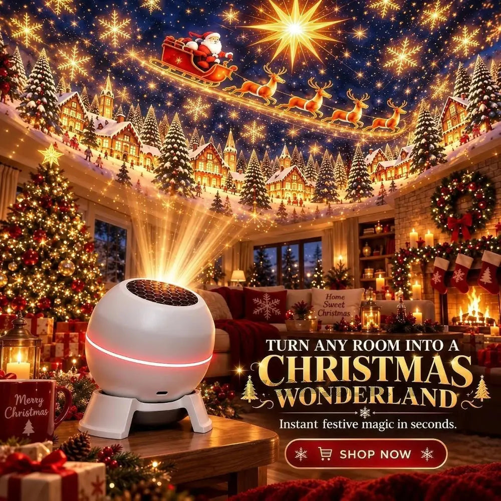 Christmas Projection Night Light | USB Powered | LED Holiday Lamp