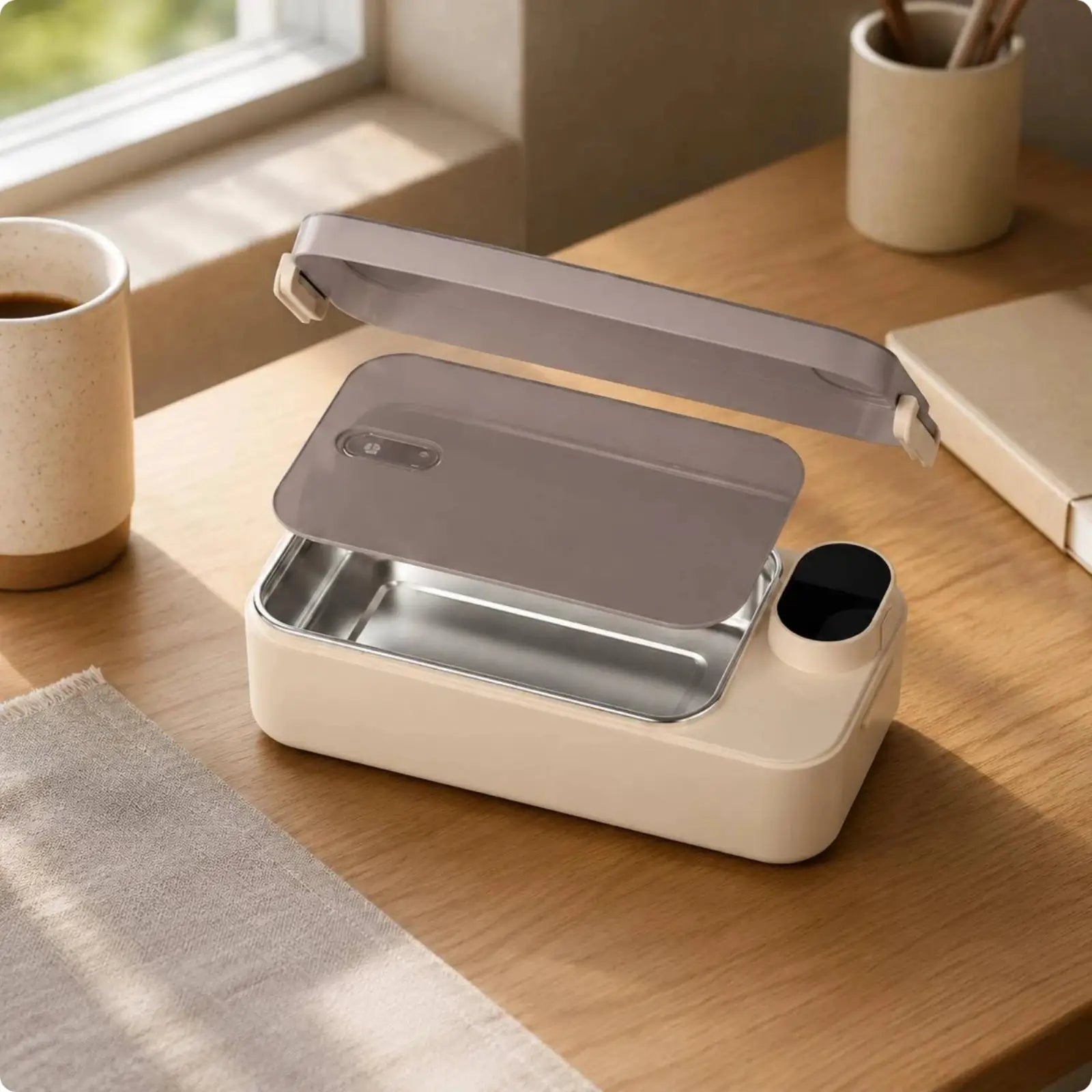 Rechargeable Heated Lunch Box Keep-Warm 304 Stainless Steel Lunch Box Portable Food Warmer Easy to Clean Thermal for Commuting from PriceLows™