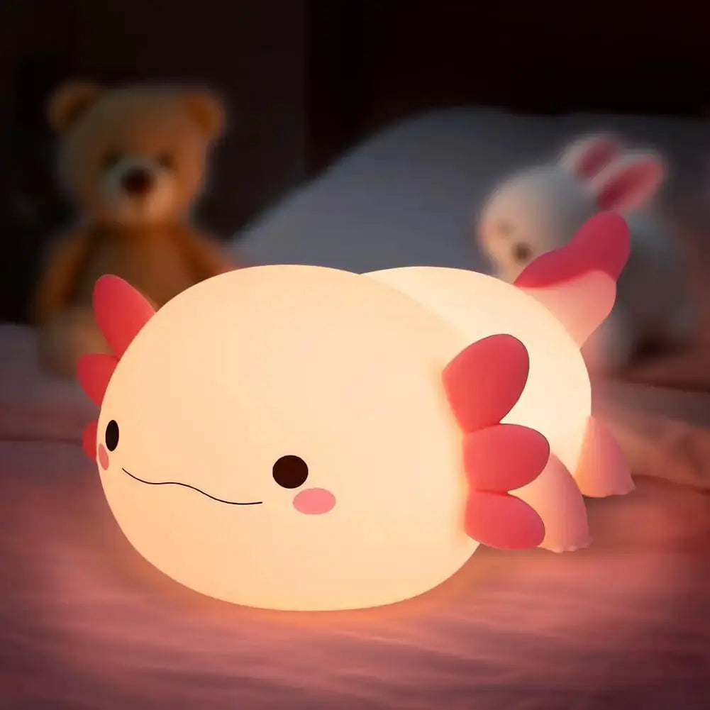 LED Axolotl Night Light | Touch Control | Battery Powered | Kids Bedroom