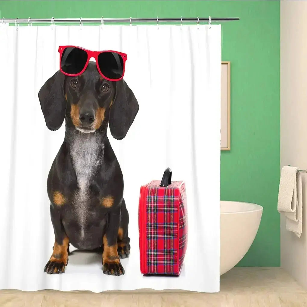 Funny Sausage Dog Dachshund Shower Curtains for Bathroom, Cartoon Dogs Bath Curtains with Cute Animals Waterproof Machine Wash from PriceLows™