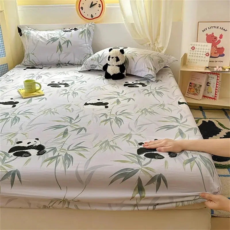 Cartoon Dinosaurs Fitted Sheet 1Pc Kawaii Mattress Cover Wild Animal Flower Leaf Bedding Set for Boys Girls Adult No Pillowcases from PriceLows™