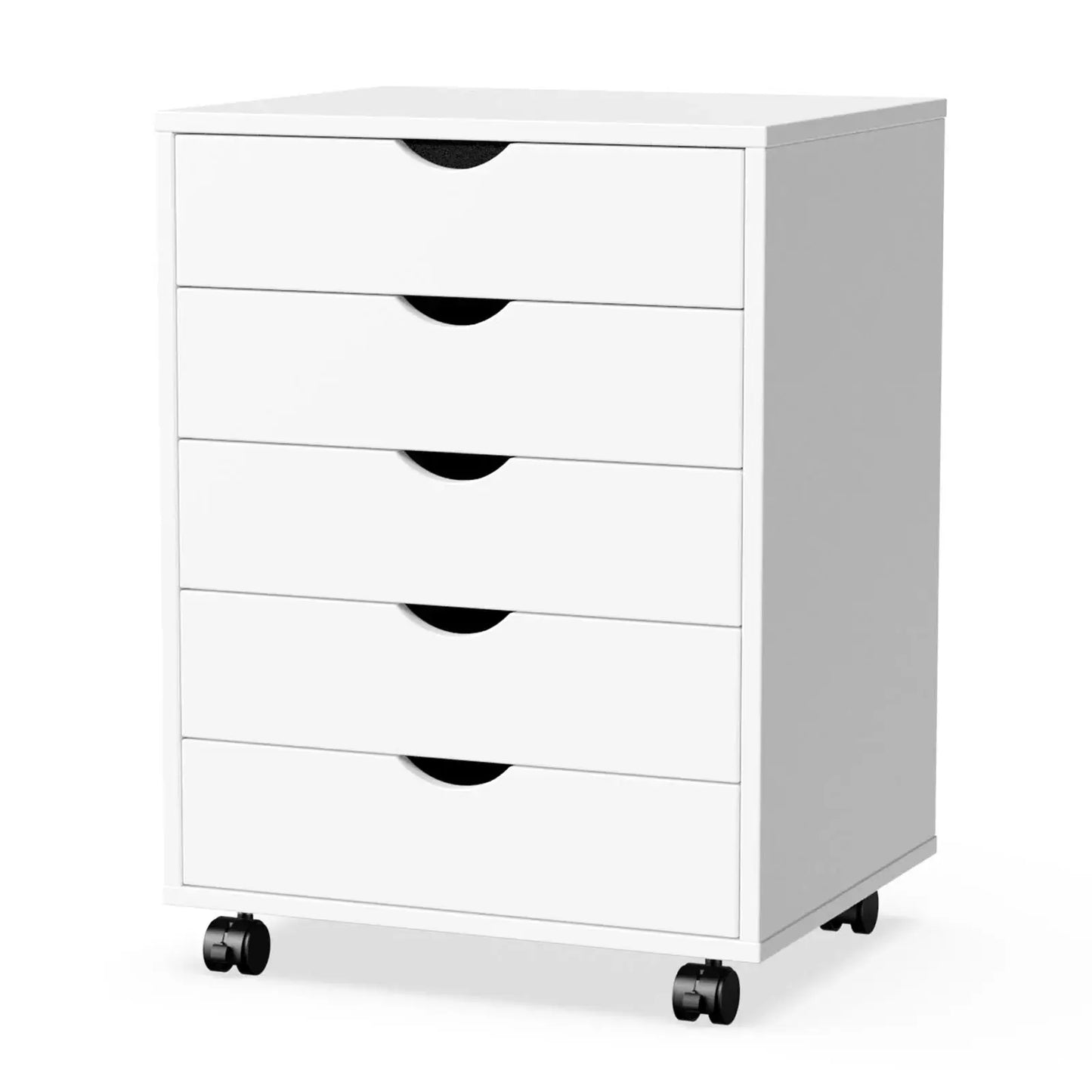 JHK Wood Nightstand Cabinet 5 Drawers Waterproof Surface Storage Organizer File Office Easy To Move Bedside Table Rotating Wheel from PriceLows™