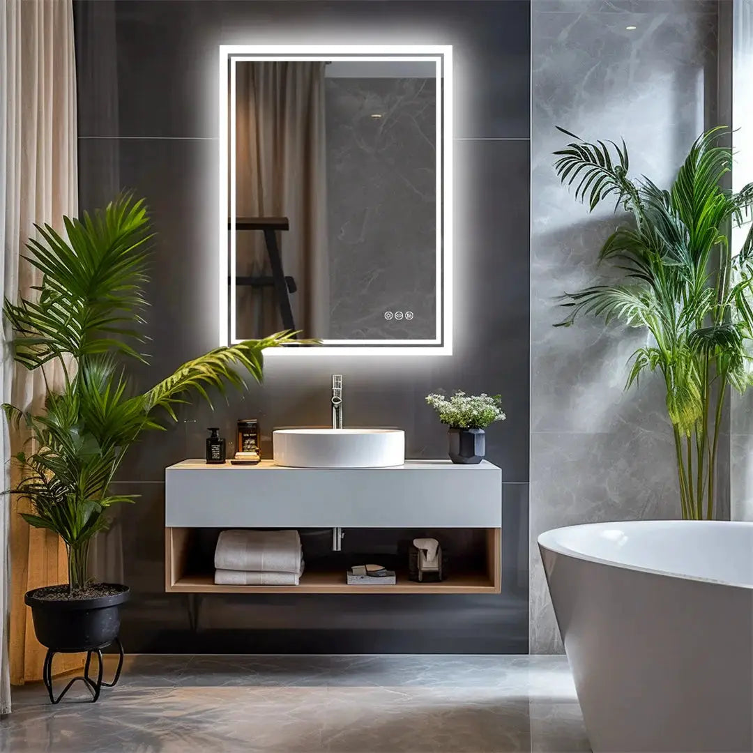 LUVODI Illuminate LED Backlight Bathroom Mirror Frameless Dimmable Defog Bath/Shower/Shaving Mirror from PriceLows™