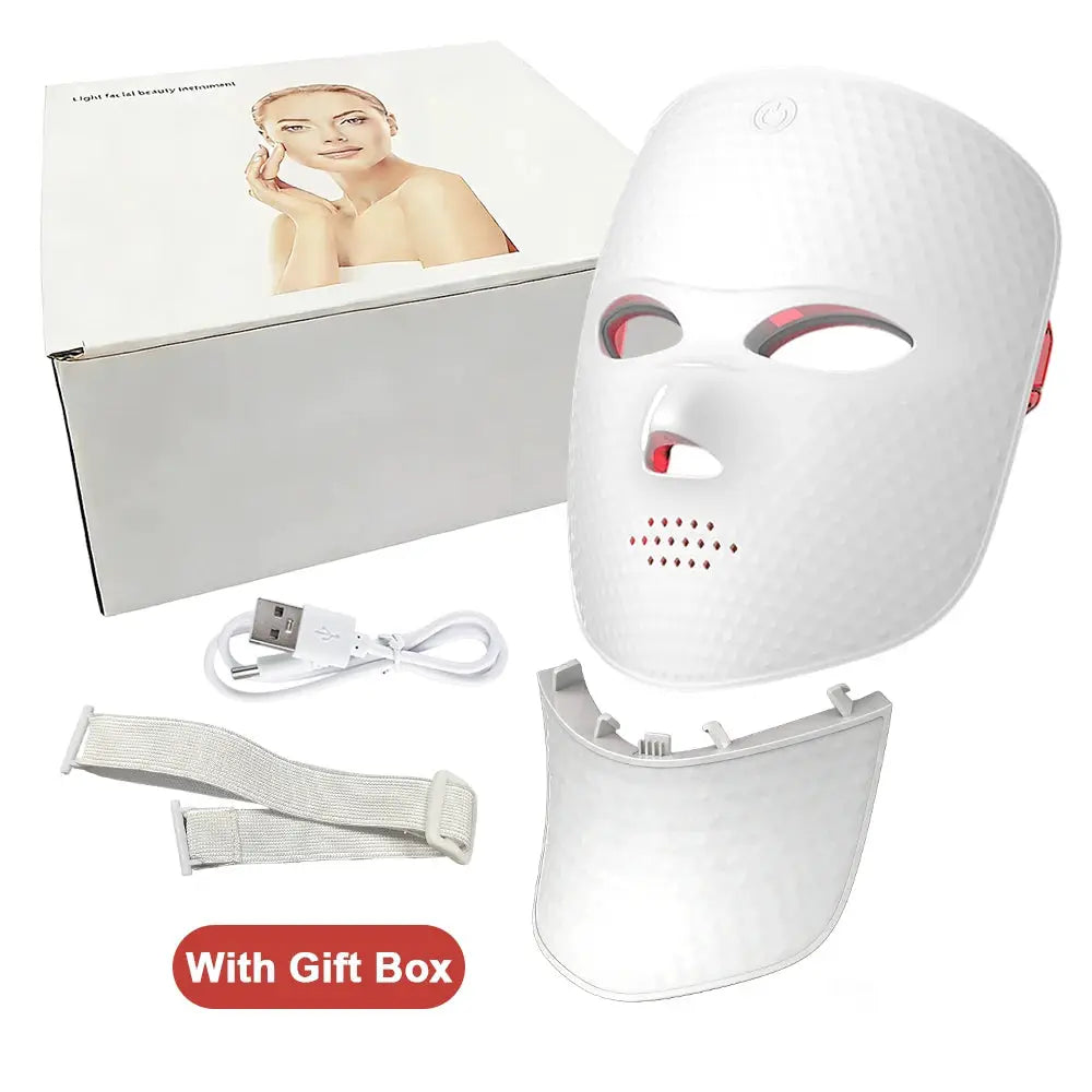 Wireless LED Face Neck Mask 7 Color Red Light Photon Light 252 LED Beads Anti Aging Rejuvenation Tighten Home Face Neck Lifting Whitening Beauty Device from PriceLows™