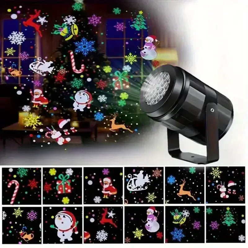 Christmas Snowflake Projector | USB Powered | Rotating Patterns | Black Plastic