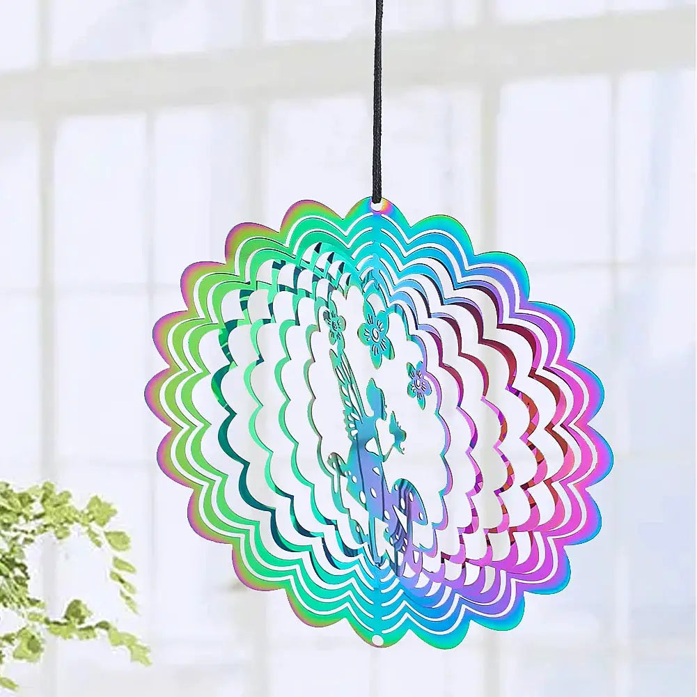 Gradient Color Fairy Wind Spinner 3D Rotating Visual Effect Wind Chimes Catcher Pendant Aesthetic Home Garden Hanging Decoration from PriceLows™
