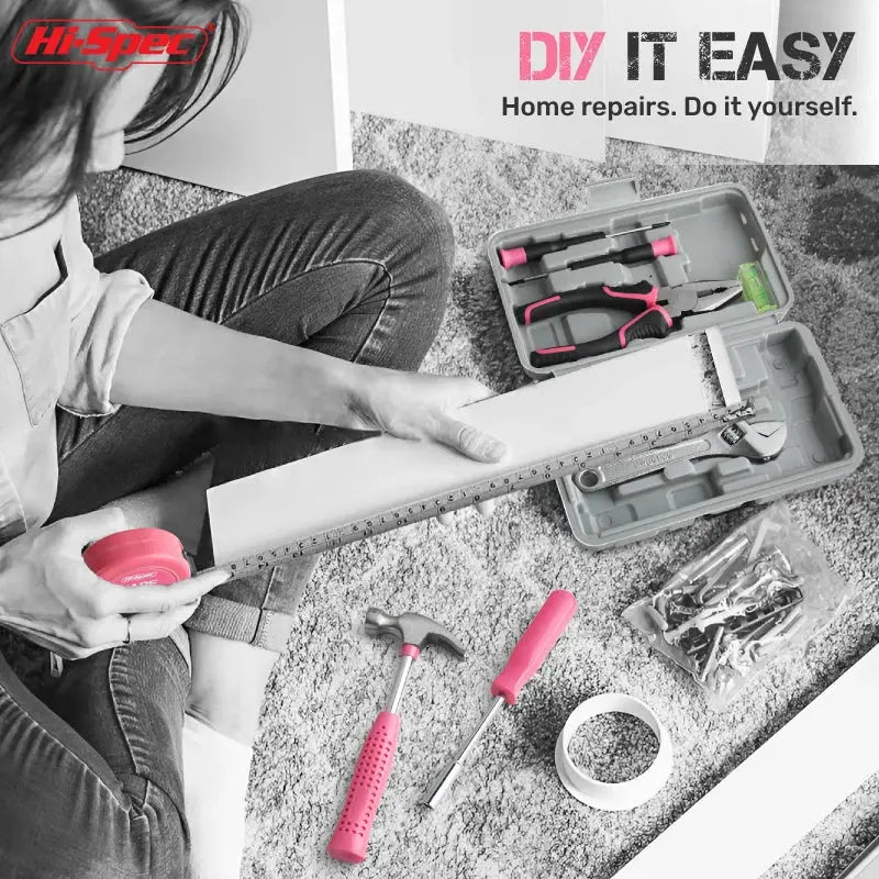 Hi-Spec 18/19/20/39PCS Pink DIY Home Tool Kit With Hammer Wrench Plier Multifunctional tools Hand Tools Set for Women & Car Care from PriceLows™