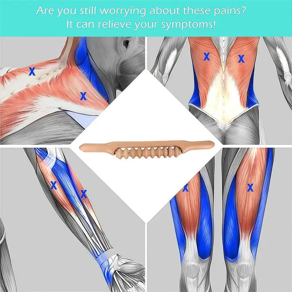 Wooden Gua Sha Tool | Natural Beech Wood | Soft Tissue Massage Stick for Back And Shoulder Pain