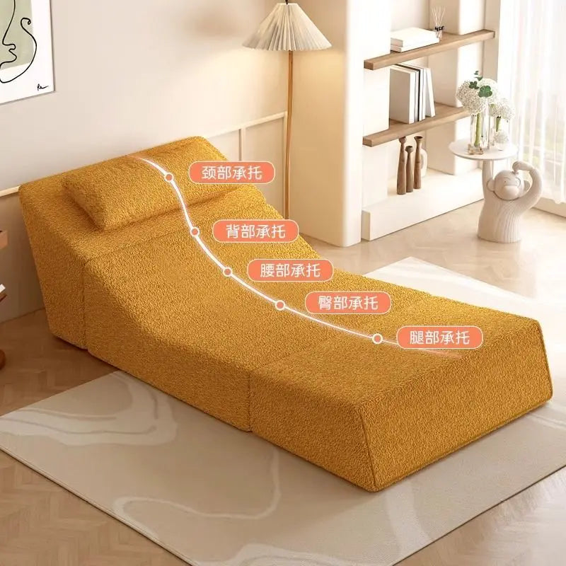 Folding Sofa Bed | Velvet Fabric | Convertible Recliner | Compact Size