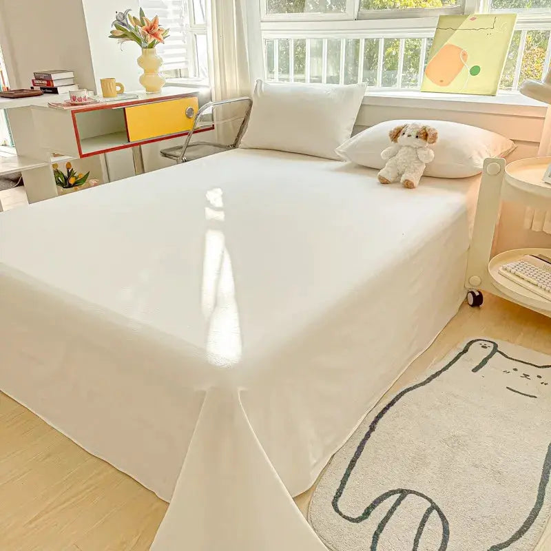 100%Organic Washed Cotton Bed Sheet 3Pcs Basic Percale Weave Soft Breathable Eco-Friendly Kids Adults Flat sheet Pillowcases from PriceLows™