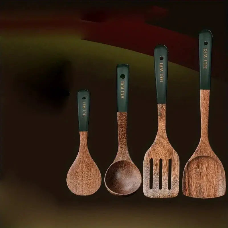 A set of wooden kitchen utensils such as spatula, cooking special, household non-stick pan, heat-resistant and durable cookware from PriceLows™