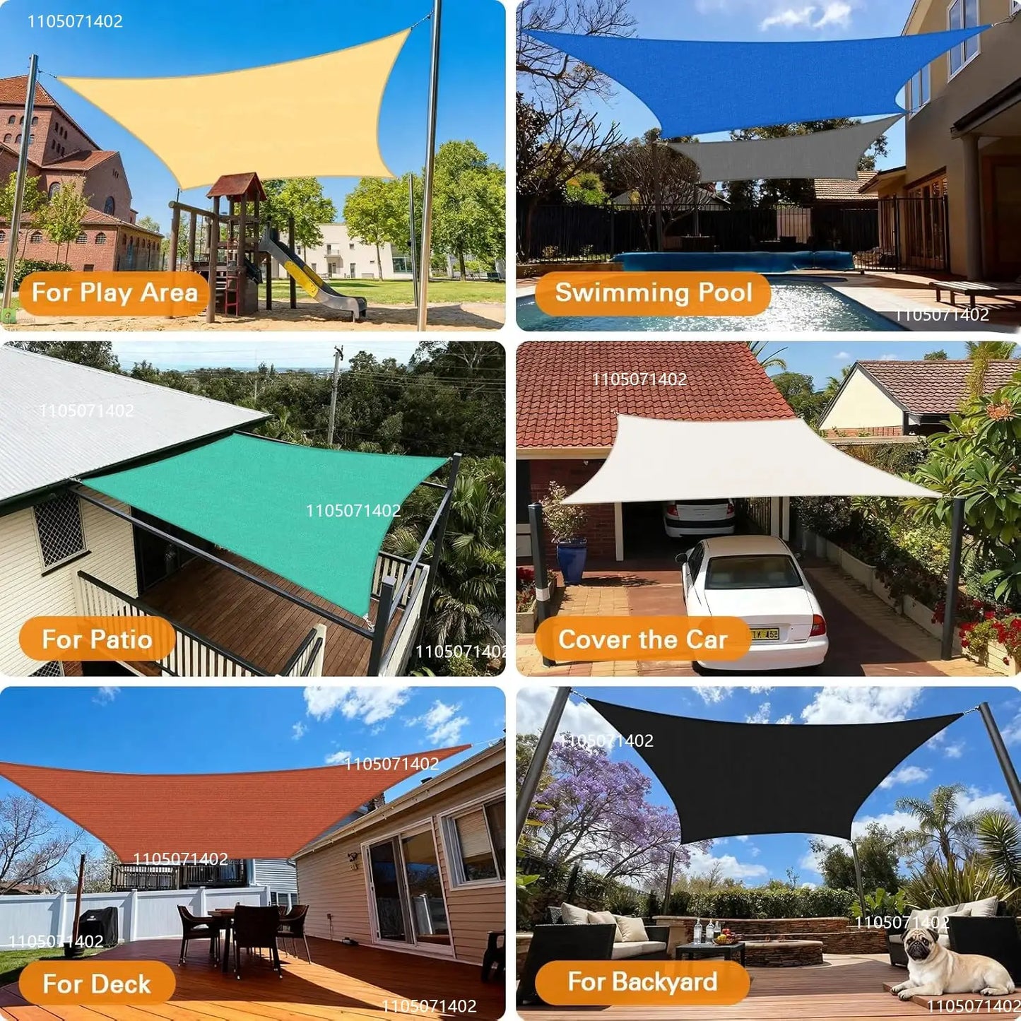 Oxford Sun Shade Sail | Waterproof Anti Uv | 3x3m And 4x5m Sizes
