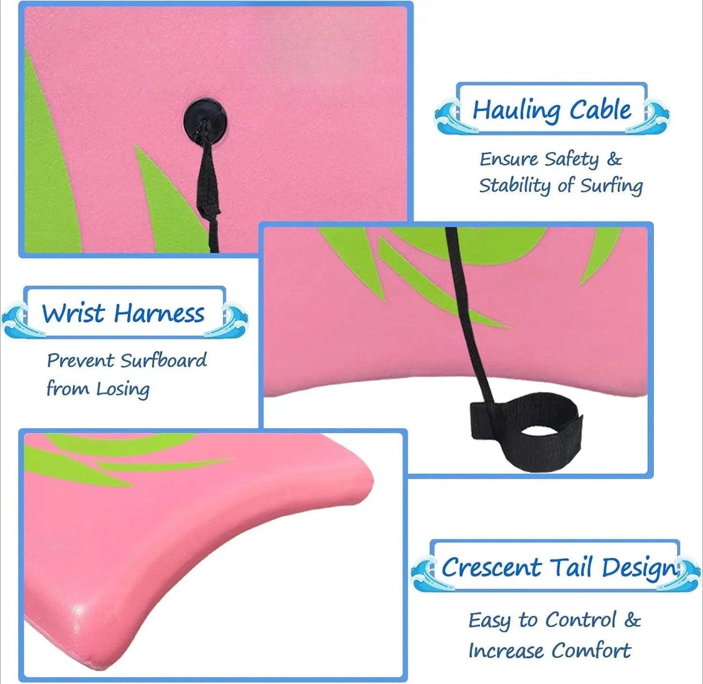 Body Board | EPS Core Lightweight | Anti Slip Surface Wrist Leash | Adults Teens Kids