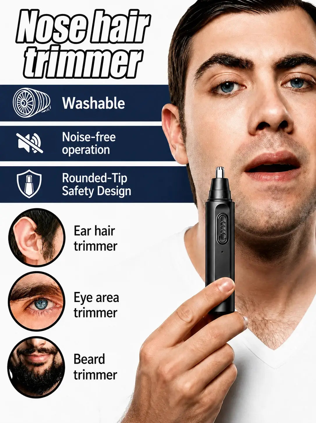 Rechargeable electric nose hair trimmer Nose hair razor Ear hair trimmer Spot trimmer Partial shaving with digital display from PriceLows™
