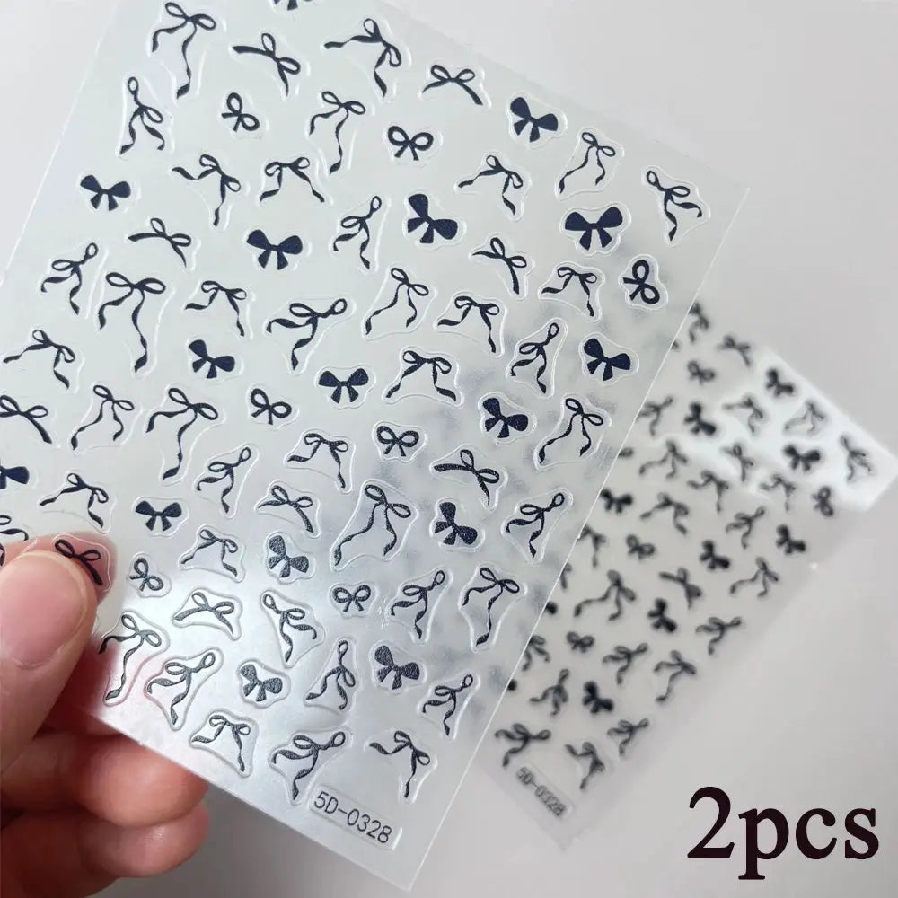 2Sheets French Gradient Line Nail Art Stickers 3D Self-Adhesive White+Black Slider Design Stencil Manicure Guides DIY Nail Decor from PriceLows™