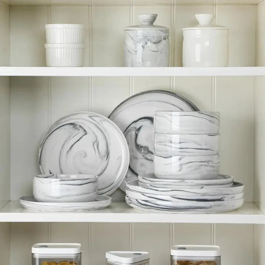 Plates and Bowls Sets 12 Pieces Porcelain Dinnerware Sets Dishware Sets Chip Resistant Ceramic Dish Set Dining Dinner Ware Serv from PriceLows™