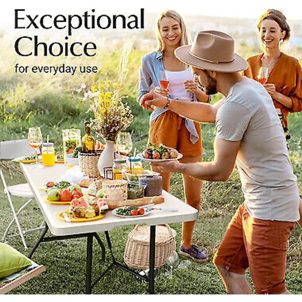 USED 6 Ft Plastic Folding Table - Perfect for Indoor/Outdoor Dining & Parties from PriceLows™