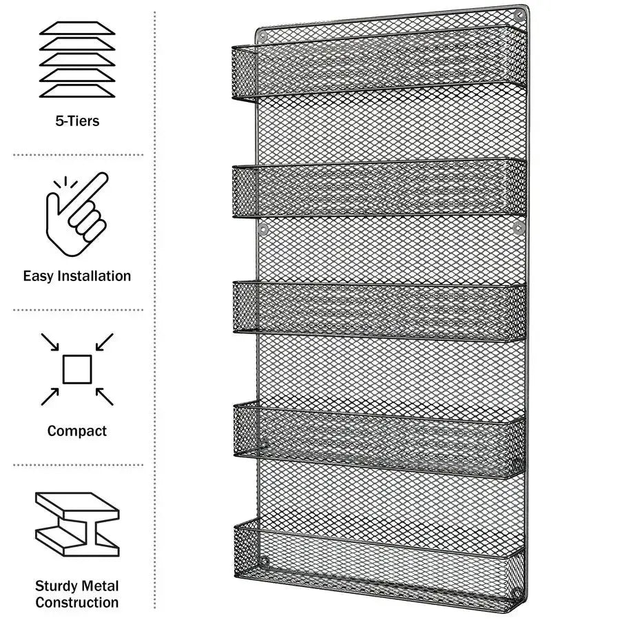 Rack Organizer SpaceSaving WallMount 5Tier Wire Shelves for Pantry or Cabinets Kitchen Organization and Storage by HomeComplete from PriceLows™