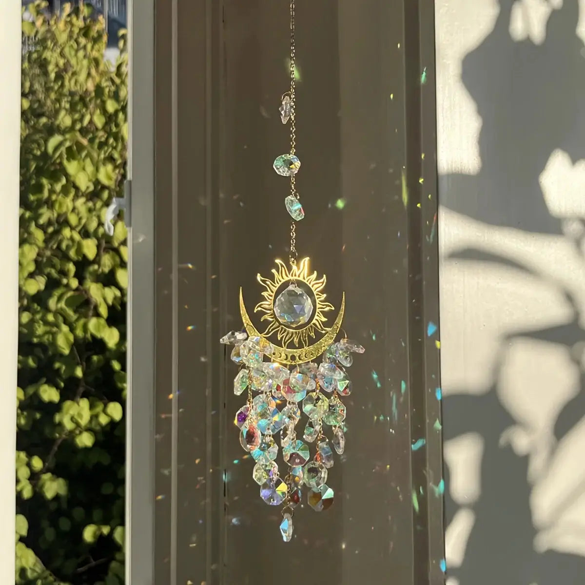 1pc garden set light ornaments flame moon sun crystal sun catcher wind chime hanging decorations hanging ornaments from PriceLows™