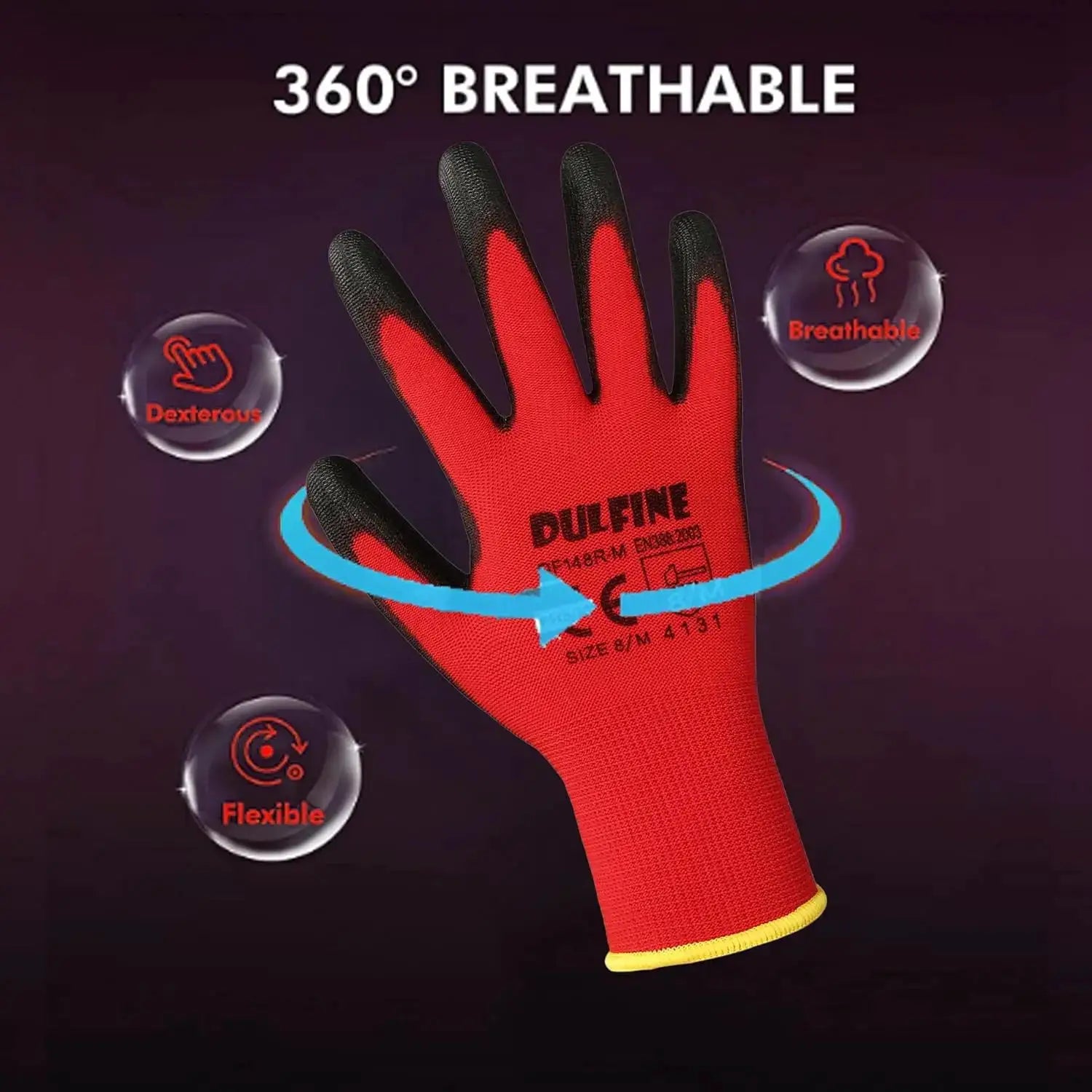 PU Coated Work Gloves, 12 Pairs Red Seamless Knit, Polyurethane Smooth Grip, for Men Women General Duty (Large) from PriceLows™