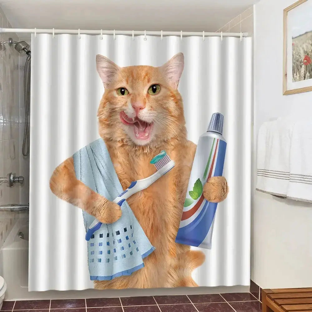 Funny Shower Curtains Bathroom Curtain With Hooks Decor Waterproof Cute Cat Dinosaur Bath Polyester Fabric 3D Cortinas De Ducha from PriceLows™