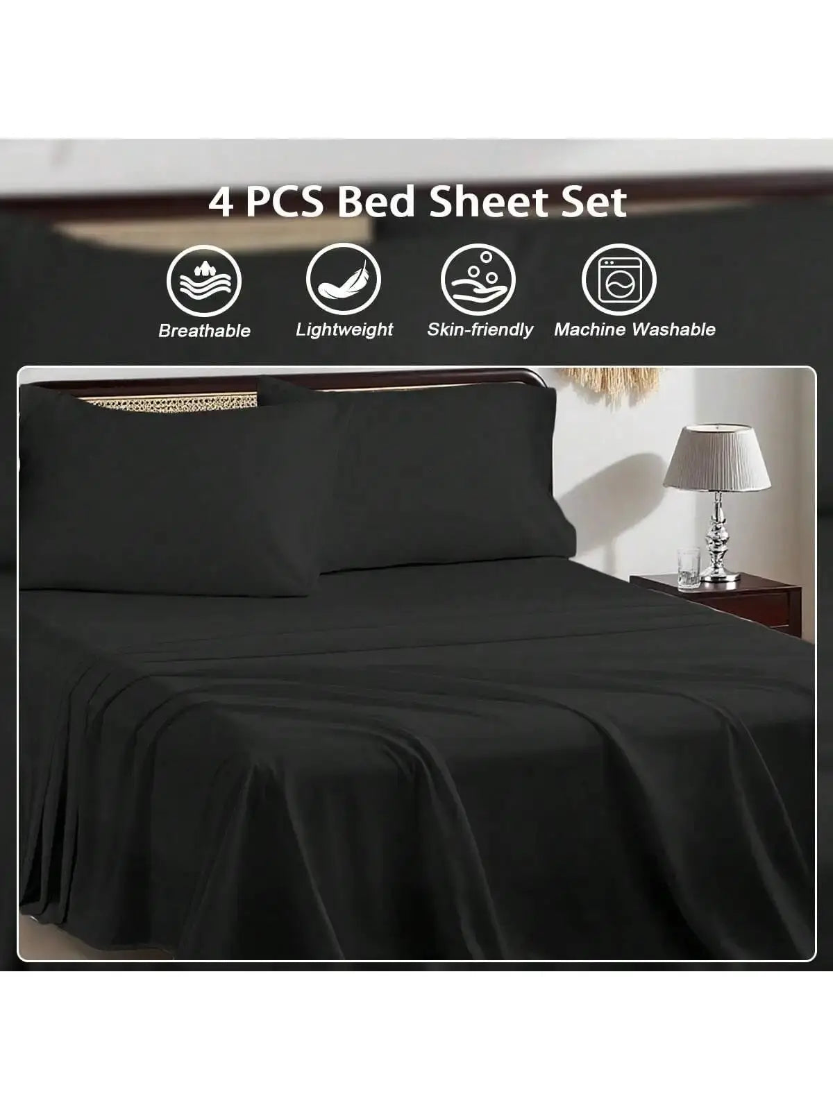 3/4 Piece Bed Sheet Set Soft Breathable Hotel Luxury Summer bedding Twin Flat Fitted Sheet Pillowcase from PriceLows™