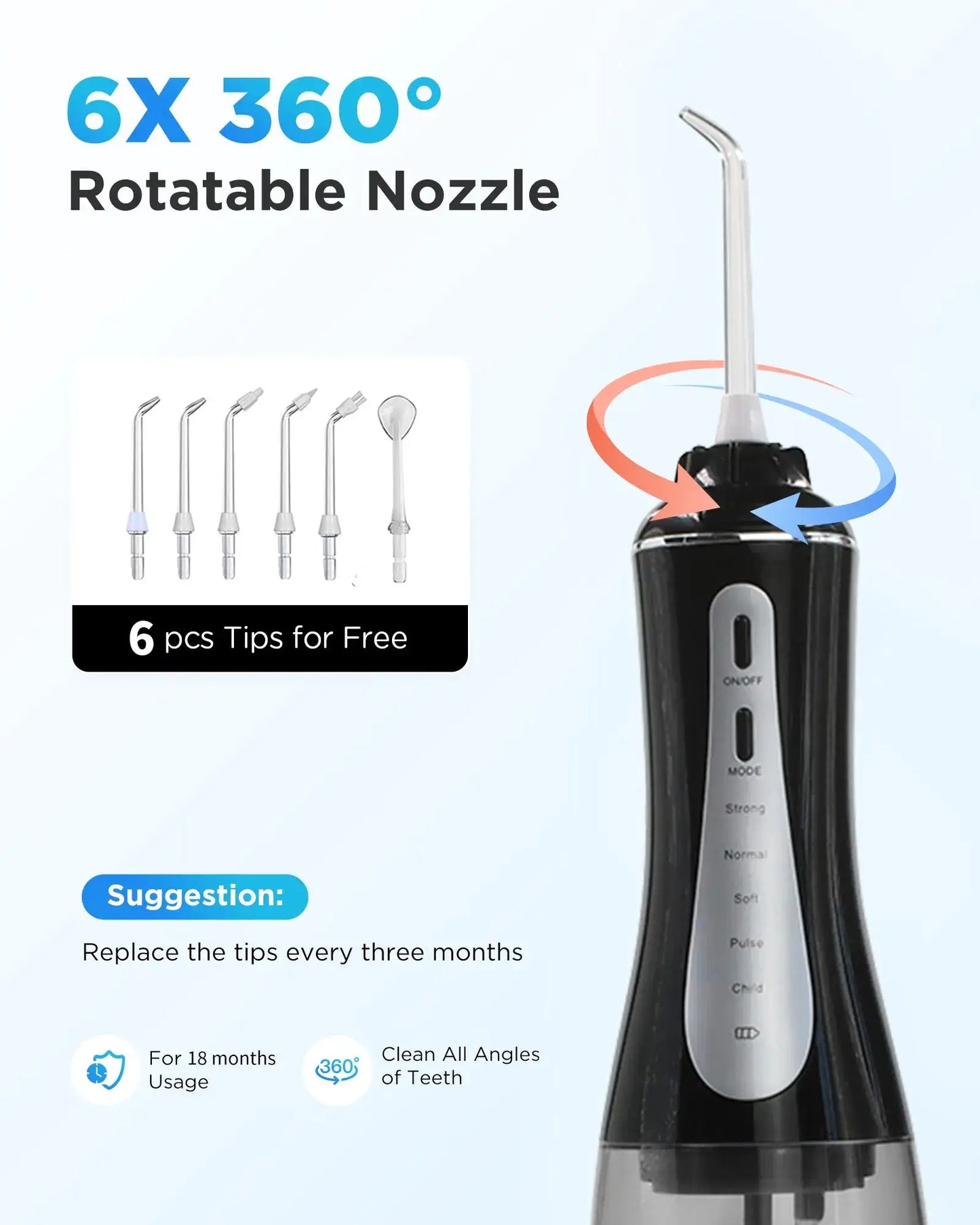 Water Flosser | 5 Modes | 350ml Tank USB Rechargeable Waterproof Portable | One Size