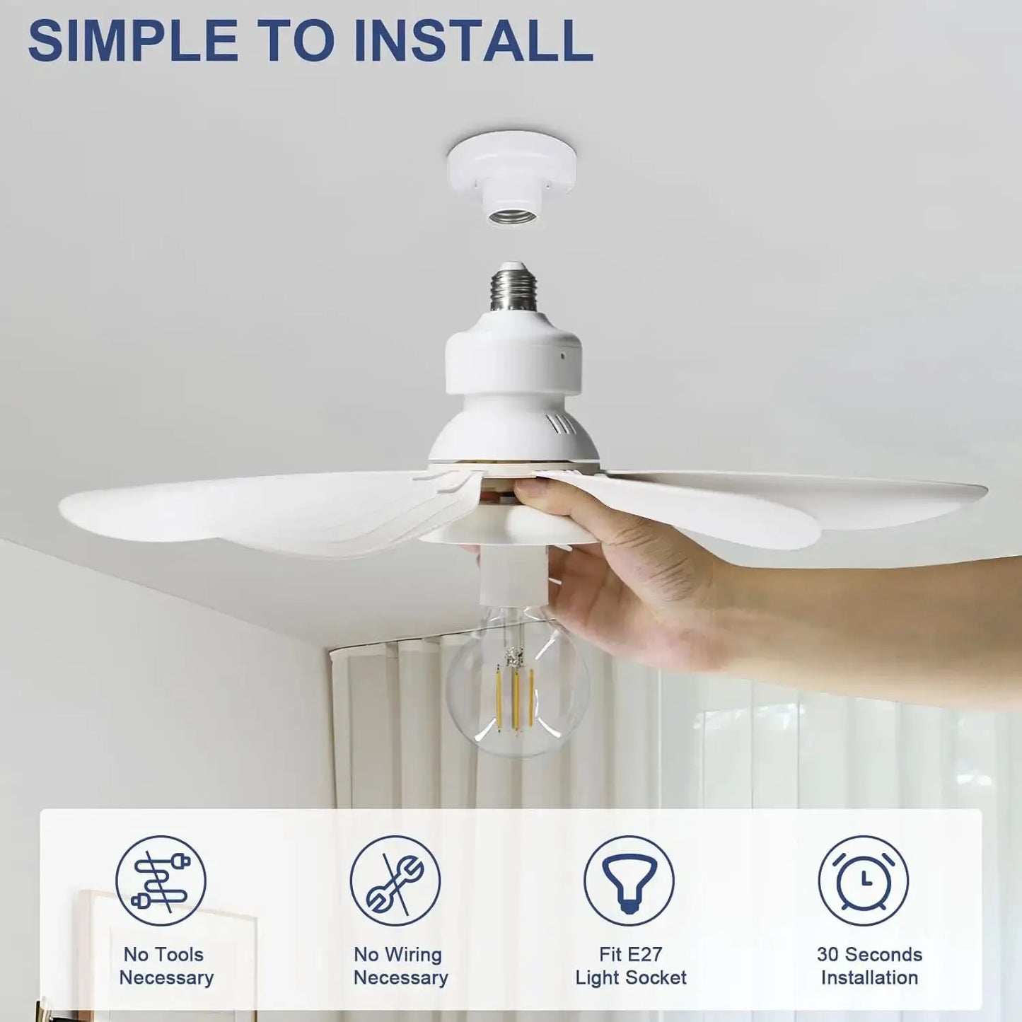 Ceiling Fan With Light | Remote Control | E27 Base | 85-265V