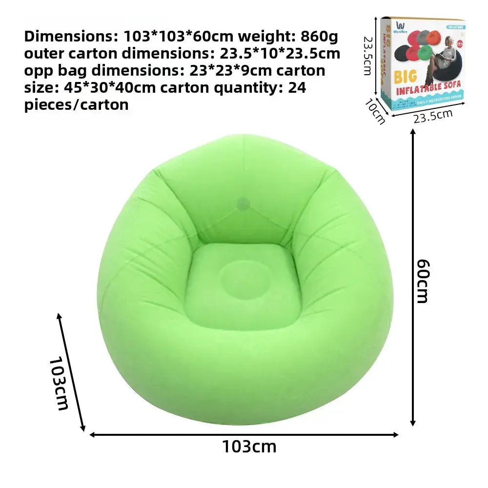 Single Flocked Inflatable Lazy Sofa, Foldable Bean Bag Ball Shaped Inflatable Chair for Indoor Outdoor Leisure Use from PriceLows™