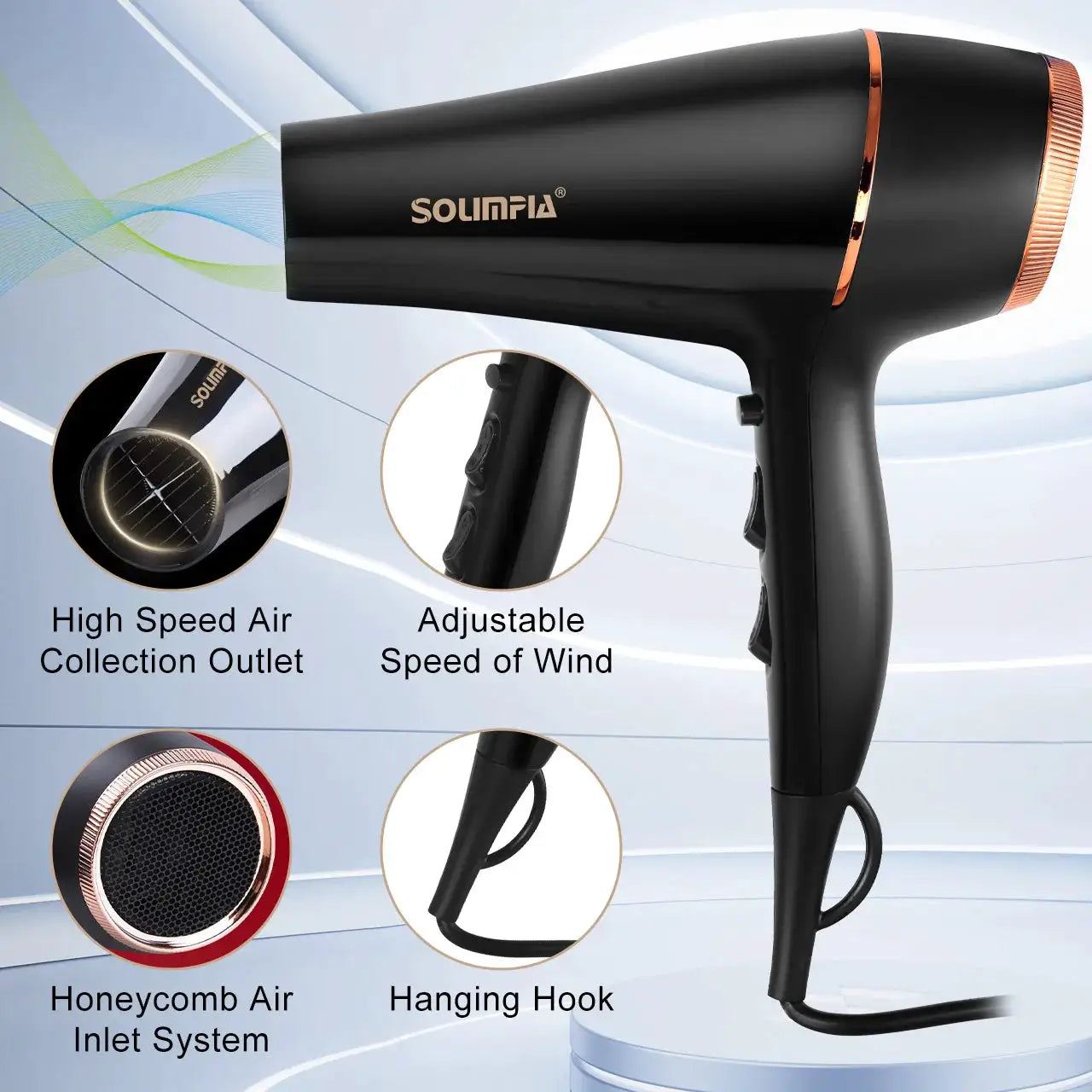 Wall Mounted Hair Dryer | 2000W Professional | Ceramic Anion Technology