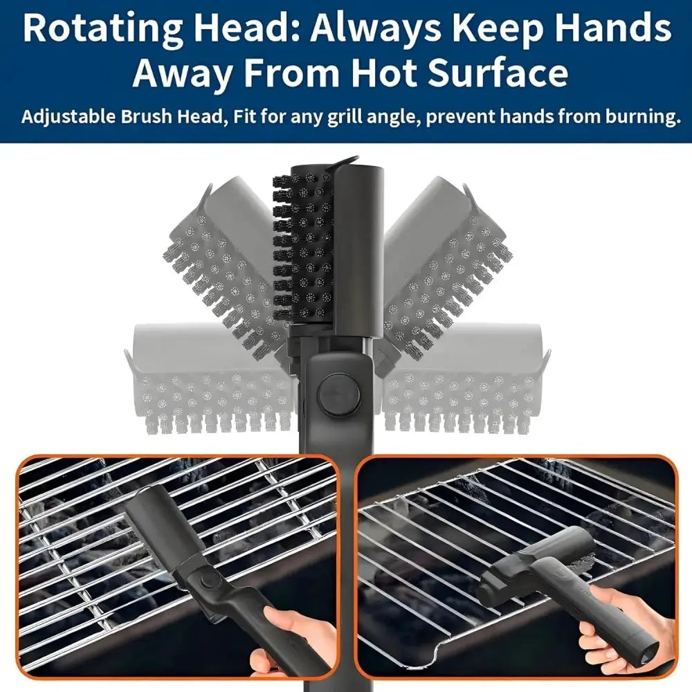 Electric BBQ Grill Brush | 180 Degree Adjustable | Stainless Steel Brush Head