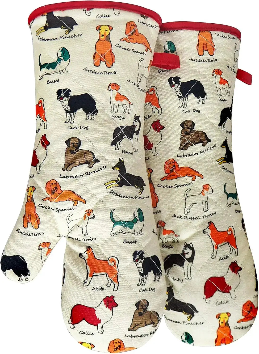 Oven Mitts | Extra Long 8 X 14.75 Inches | Heat Resistant | Dog Design