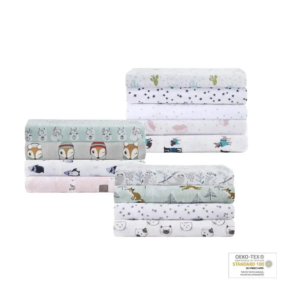 Cozy Soft 100 Cotton Flannel Print Animals Stars Cute Warm, Ultra Soft Cold Weather Sheet Set Bedding, Twin, Teal Dogs 3 Piece from PriceLows™