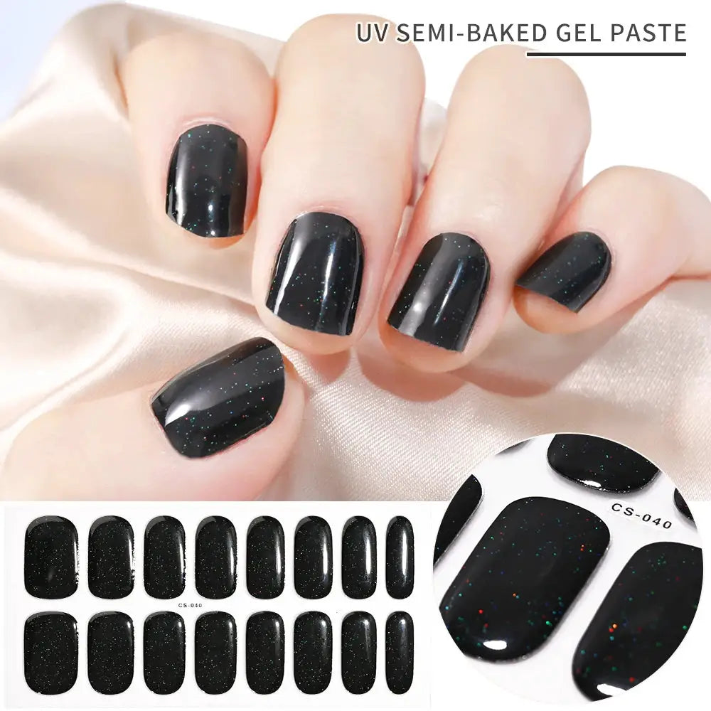 Semi Cured Wraps Fast Gel Nail Sticker Soild Nail Gel Wraps Adhesive Full Cover Gel Nail Decal UV Lamp Cured Manicure Decoration from PriceLows™