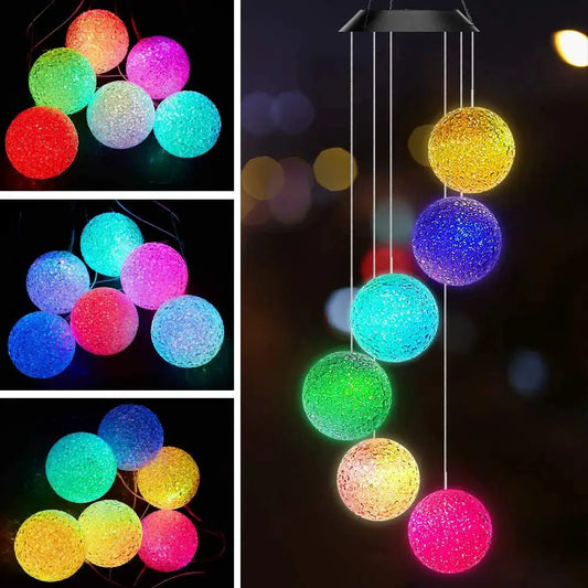 1PC LED Color Changing Butterfly Mili Ball Hummingbird Solar Wind Chime Outdoor Waterproof Decoration Birthday Gift from PriceLows™
