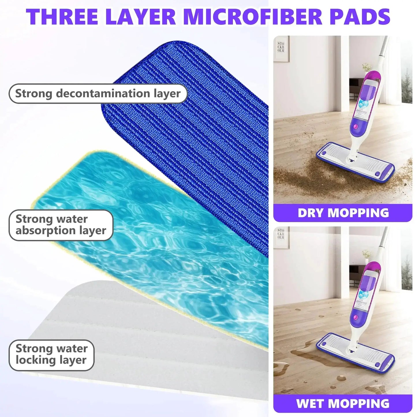 Reusable Mop Pads Compatible with Swiffer PowerMop,Washable Reusable Floor Mopping Refills from PriceLows™
