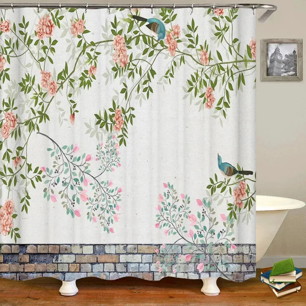 Chinese Style Flower and Birds Tree Shower Curtains Bath Curtain Waterproof Bathroom Decor With Hooks 3d Printing Bath Curtain from PriceLows™