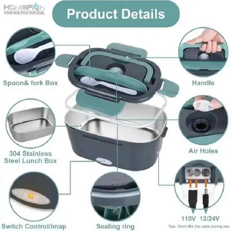 HOMEFISH 1.5 L 60W Electric Lunch Box Food Warmer Portable Food Heater for Car Or Home - from PriceLows™
